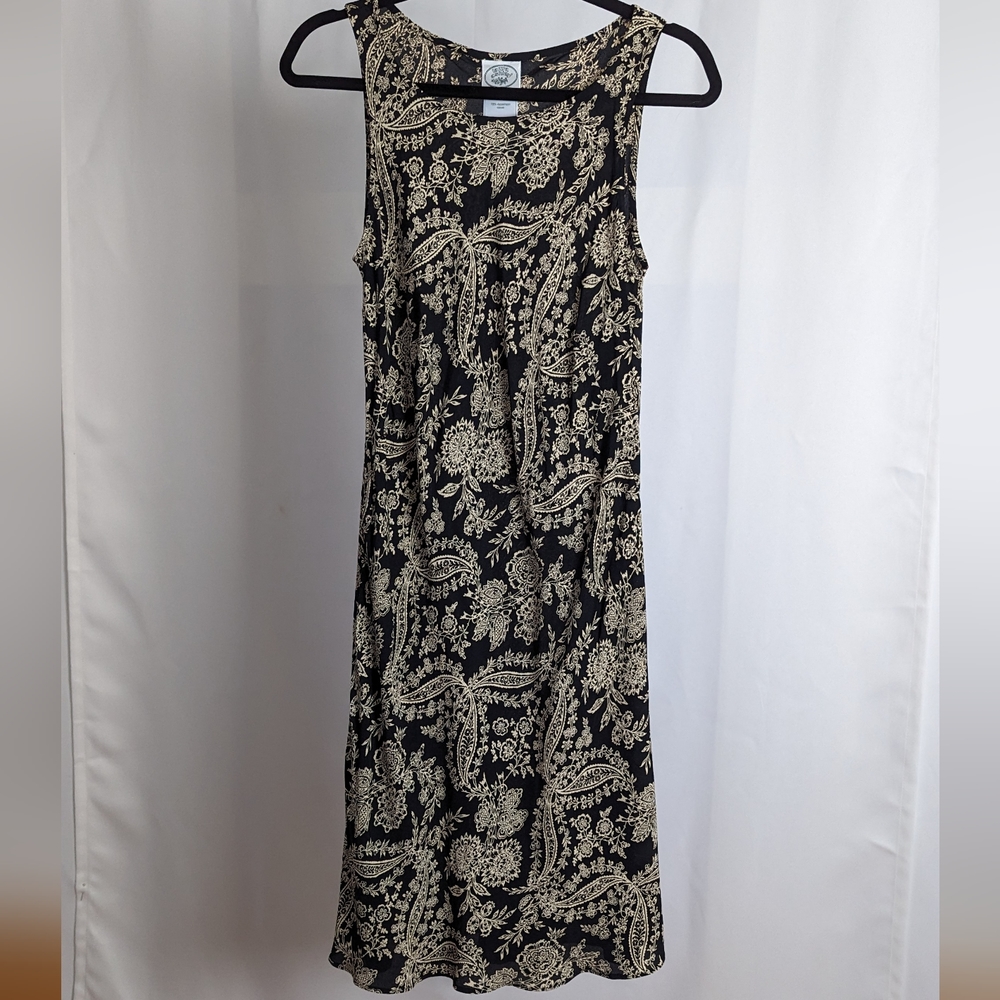 Vintage Laura Ashley black and gold floral paisley dress